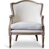 Charlemagne Accent Chair in Beige Fabric & Wood